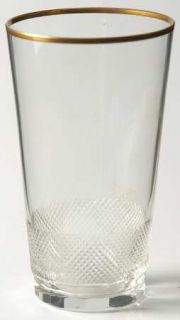 Moser Royal (Gold Trim) Flat Juice Glass   Clear,Small Diamond Cuts,Gold Trim
