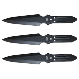 United Cutlery Throwing Knives Triple Set Black With Sheath (Black Dimensions 10 inches long x 3.3 inches wide x 0.8 inches highWeight 1 poundBefore purchasing this product, please familiarize yourself with the appropriate state and local regulations by