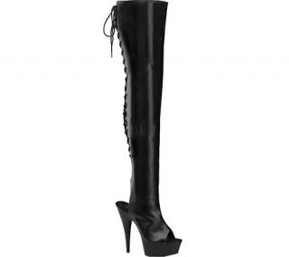 Womens Pleaser Delight 3017   Black Stretch PU/Black Boots