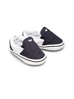 Armani Junior Infants Canvas Sneakers   White Marine Blue