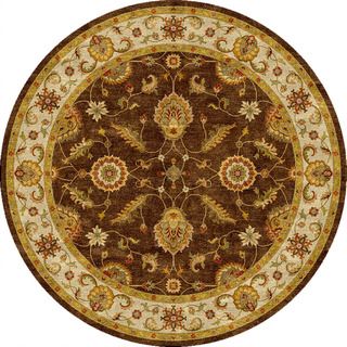 Hand tufted Traditional Oriental Pattern Brown Rug (10 Round)