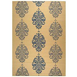 Indoor/ Outdoor St. Martin Natural/ Blue Rug (710 X 11) (IvoryPattern FloralMeasures 0.25 inch thickTip We recommend the use of a non skid pad to keep the rug in place on smooth surfaces.All rug sizes are approximate. Due to the difference of monitor co