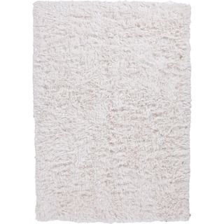 Ivory Handwoven Shags Solid pattern Area Rug (8 X 10)