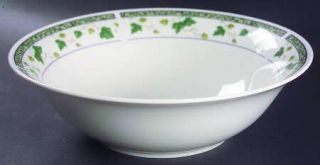 Sango Ivy Charm 9 Round Vegetable Bowl, Fine China Dinnerware   Green Band And