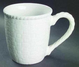 Home Trends Hts9 Mug, Fine China Dinnerware   White Basket Weave Border,Smooth,N