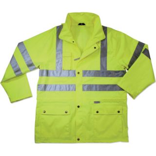 Ergodyne High Visibility Class 3 Rain Jacket   Lime, 5XL, Model# 8365