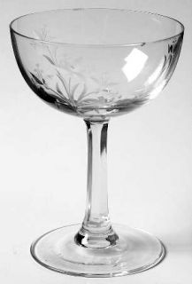 Kusak Cut Glass Works Waves Liquor Cocktail   Stem #272, Floral Cut Bowl