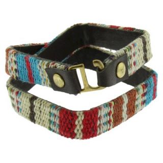 Womens Woven Wrap Bracelet with Simulated Leather   Multicolor