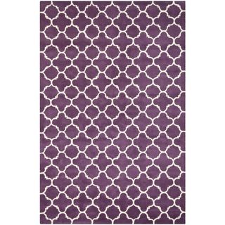 Handmade Moroccan Purple Wool Area Rug (6 X 9)