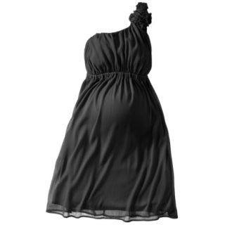 Merona Maternity One Shoulder Rosette Dress   Black XS