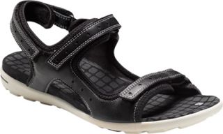 Womens ECCO Jab Strap Sandal   Black/Black Feather/Textile Casual Shoes