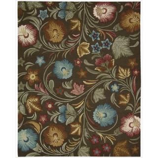 Hand tufted In Bloom Chocolate Wool Rug (53 X 74)