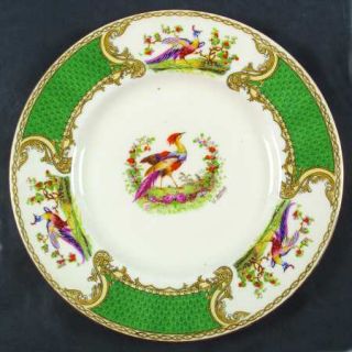 Myott Staffordshire Chelsea Bird Green Salad Plate, Fine China Dinnerware   Gree