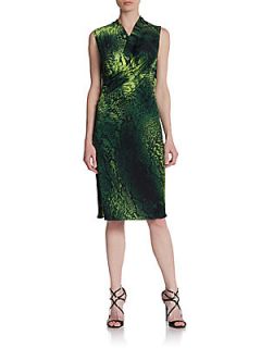 Friva Printed Silk Dress   Electric Lime