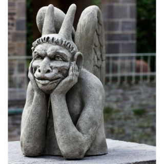 Campania International Pensive Demon Garden Statue   S 455   NATURAL