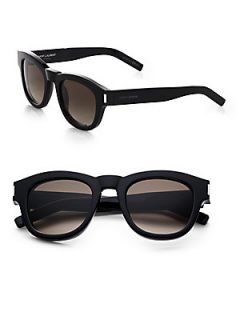 Saint Laurent Acetate Rounded Wayfarer Sunglasses   Black