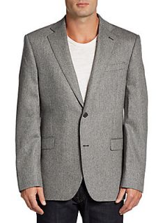 Melange Cashmere Two Button Sportcoat/Slim Fit   Black W
