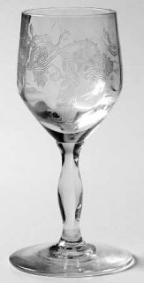 Tiffin Franciscan Princess Cordial Glass   Stem #13643,Etched Thistle/Poppy,Opti