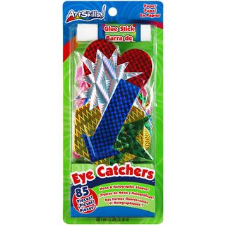 Eye Catchers Neon and Holographic Shapes 85/pkg with Glue Stick