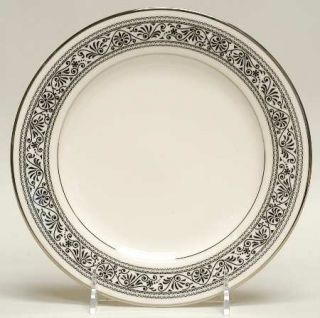 Noritake Prelude Salad Plate, Fine China Dinnerware   Black Scroll & Fan  Band,