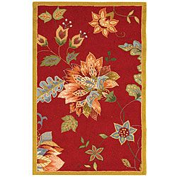 Hand hooked Botanical Red Wool Runner (26 X 4) (RedPattern FloralMeasures 0.375 inch thickTip We recommend the use of a non skid pad to keep the rug in place on smooth surfaces.All rug sizes are approximate. Due to the difference of monitor colors, some