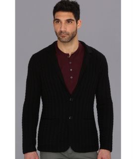 John Varvatos Collection Double Layer Cashmere Cabled Sweater Mens Sweater (Black)