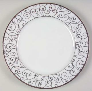 Spal Porcelanas Plaza Dinner Plate, Fine China Dinnerware   Platinum Scrolls,Ver