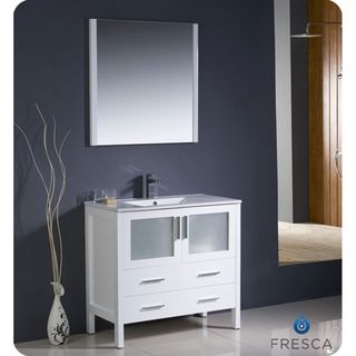 Fresca Torino 36 inch White Modern Bathroom Vanity With Undermount Sink