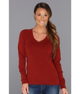 Royal Robbins Kick Back L/S V Neck Top Womens Long Sleeve Pullover (Red)