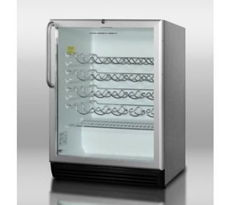 Summit Refrigeration Wine Cellar w/ 48 Bottle Capacity, Auto Defrost & Glass Door, Stainless, 115v