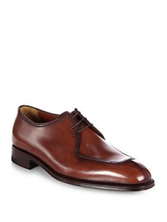 A. Testoni Washed Leather Lace Ups   Caramel