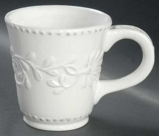 American Atelier Bianca Leaf (Round) Mug, Fine China Dinnerware   White, Round,