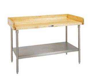 John Boos Work Table w/ Maple Wood Top & Stainless Legs, Shelf, 60 x 30 in