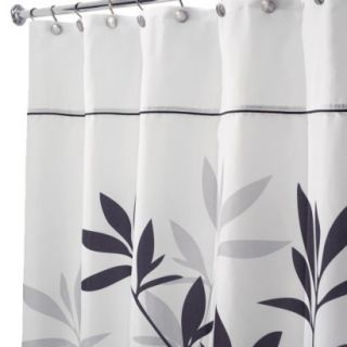 InterDesign Leaves Stall Shower Curtain   Black/Gray (54x78)