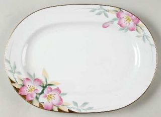 Noritake Azalea 14 Oval Serving Platter, Fine China Dinnerware   Pink Flowers,