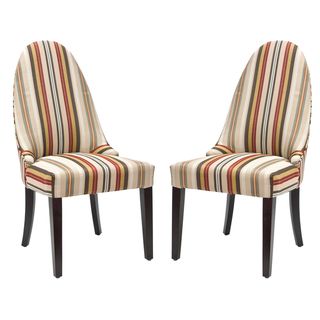 Safavieh Regal Striped Side Chairs (set Of 2) (MultiMaterials Polyester and woodFinish EspressoSeat height 20 in.Dimensions 41.3 inches high x 20.1 inches wide x 26 inches deepNumber of boxes this will ship in 1Chairs arrive fully assembled )