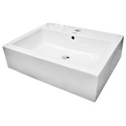 Ceramic White Bathroom Vessel Sink (WhiteSink style Vessel Sink material Ceramic Exterior dimensions 20 inches long x 19.75 inches wide x 6 inches deep Single hole mountModel number VE2019  )
