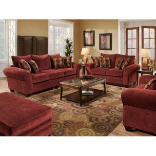 American Furniture Master Piece Sofa Set   Burgundy Multicolor   AMEC134