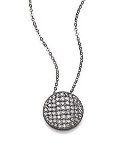 Adriana Orsini Pave Round Pendant Necklace   Silver
