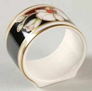 Noritake Midnight Orchid Napkin Ring, Fine China Dinnerware   Bone, White Flower