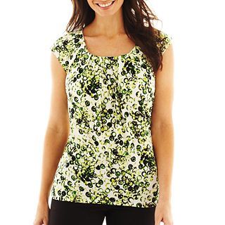 Worthington Pleat Neck Top, Red/Green