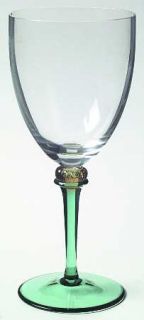 Noritake Acropolis Green Water Goblet   Clear Bowl,Green Stem W/Amber Accent
