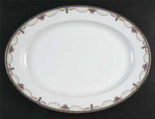 Noritake Chanking 16 Oval Serving Platter, Fine China Dinnerware   Blue Border,