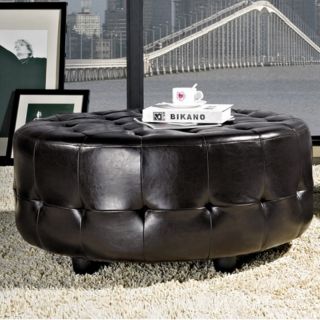 Abbyson Living Corp Bentley Bonded Leather Round Cocktail Ottoman Multicolor  