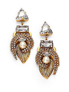 Erickson Beamon Dovima Swarovski Crystal Drop Earrings   Gold