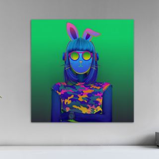 Salty & Sweet Beatbox Bunny Canvas Art SS004 Size 12 H x 12 W x 2 D
