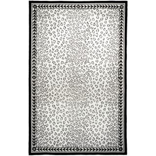 Hand hooked Chelsea Leopard White Wool Rug (76 X 99)