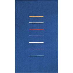 Hand tufted Stripes Blue Wool Rug (7 X 9) (BluePattern GeometricMeasures 0.5 inch thickTip We recommend the use of a non skid pad to keep the rug in place on smooth surfaces.All rug sizes are approximate. Due to the difference of monitor colors, some ru