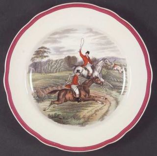 Spode Herring Hunt/The Hunt Red (2/9344) Salad Plate, Fine China Dinnerware   Ca