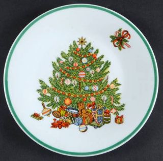 Fairfield Yuletide Salad Plate, Fine China Dinnerware   Green Band          Chri